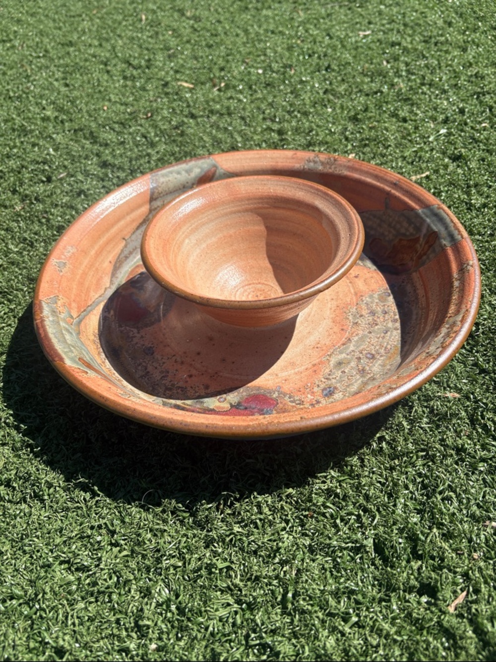 Handmade 13”  Stoneware Chip and Dip Bowl